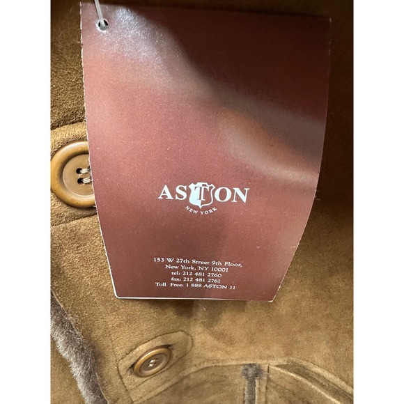 Aston New York Genuine Shearling Suede Jacket – Men's 44 – Gold – New With Tags - Picture 10 of 15